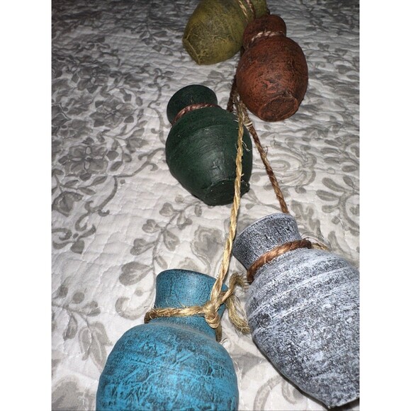 Mexican Mini Terracotta Pots Hanging on Rope (5) - Picture 2 of 3